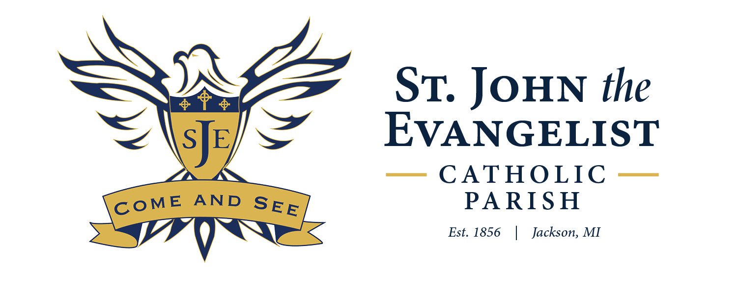 St John the Evangelist Catholic Church Jackson Michigan Horizontal Logo Variation