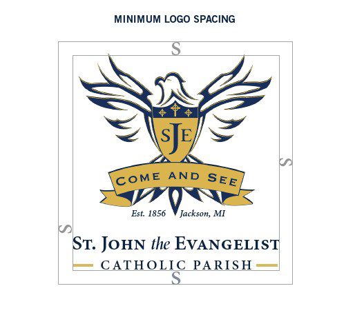 St John the Evangelist Catholic Church Jackson Michigan Logo Spacing