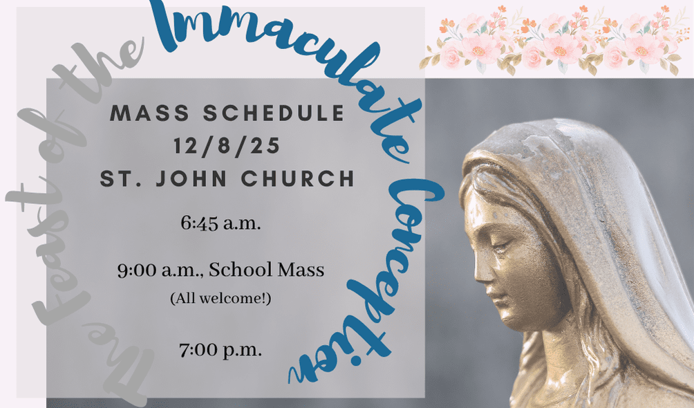 Feast of the Immaculate Conception, Mass Schedule for December 8, 2025