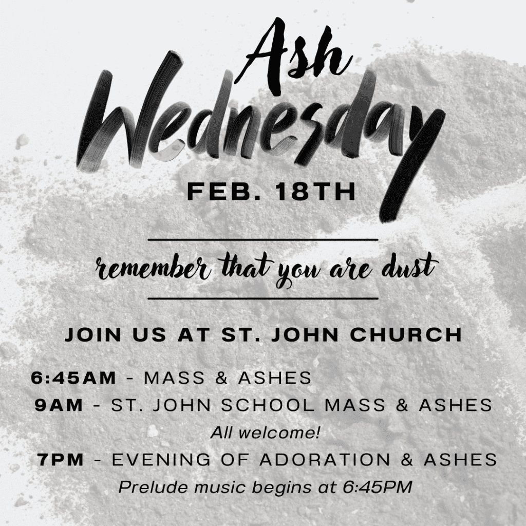 Ash Wednesday 2026 - St John the Evangelis Catholic Church Jackson Michigan