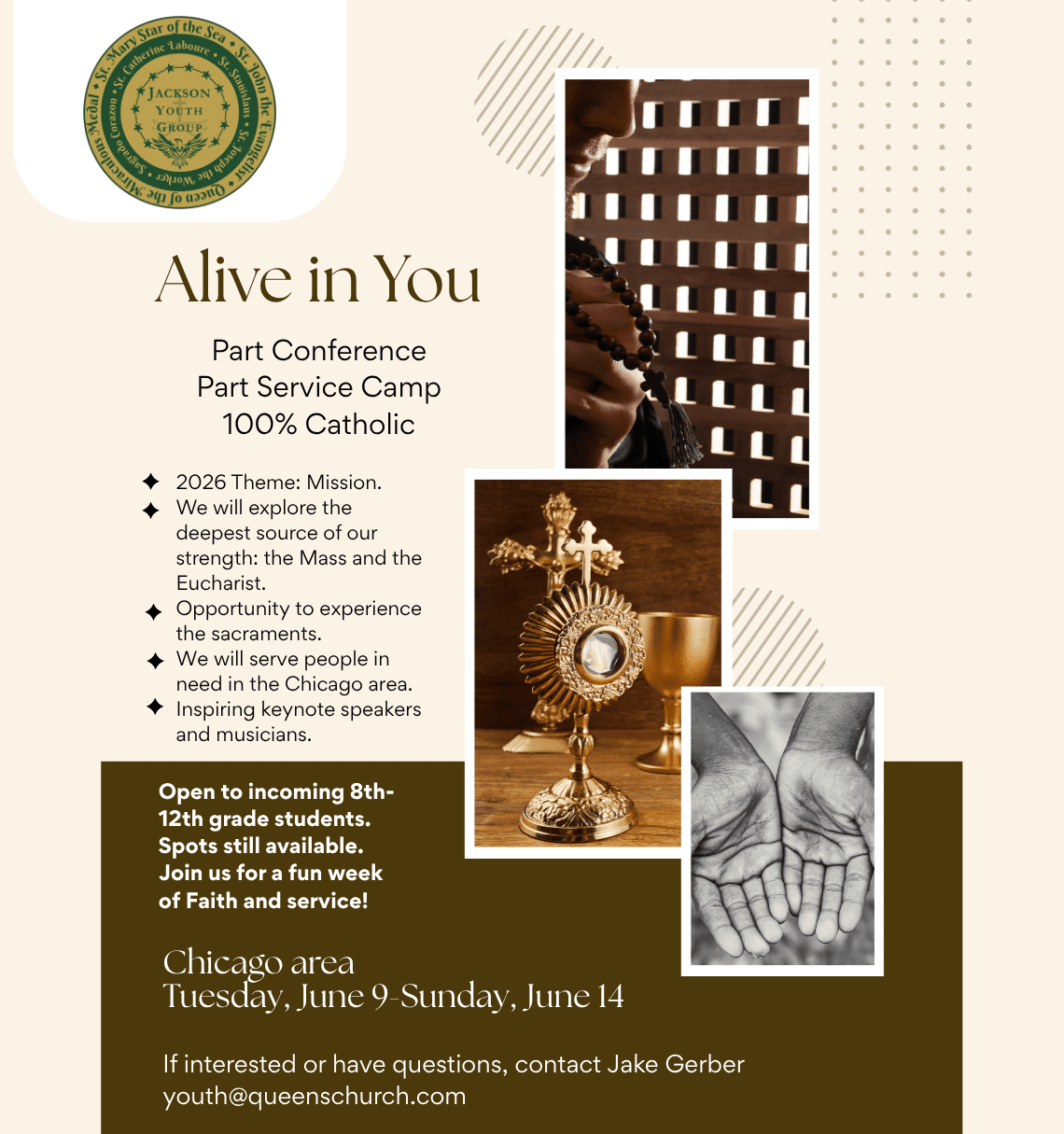 Youth Group | Alive in You – Faith, Service, and Mission June 9 – 14. 2026