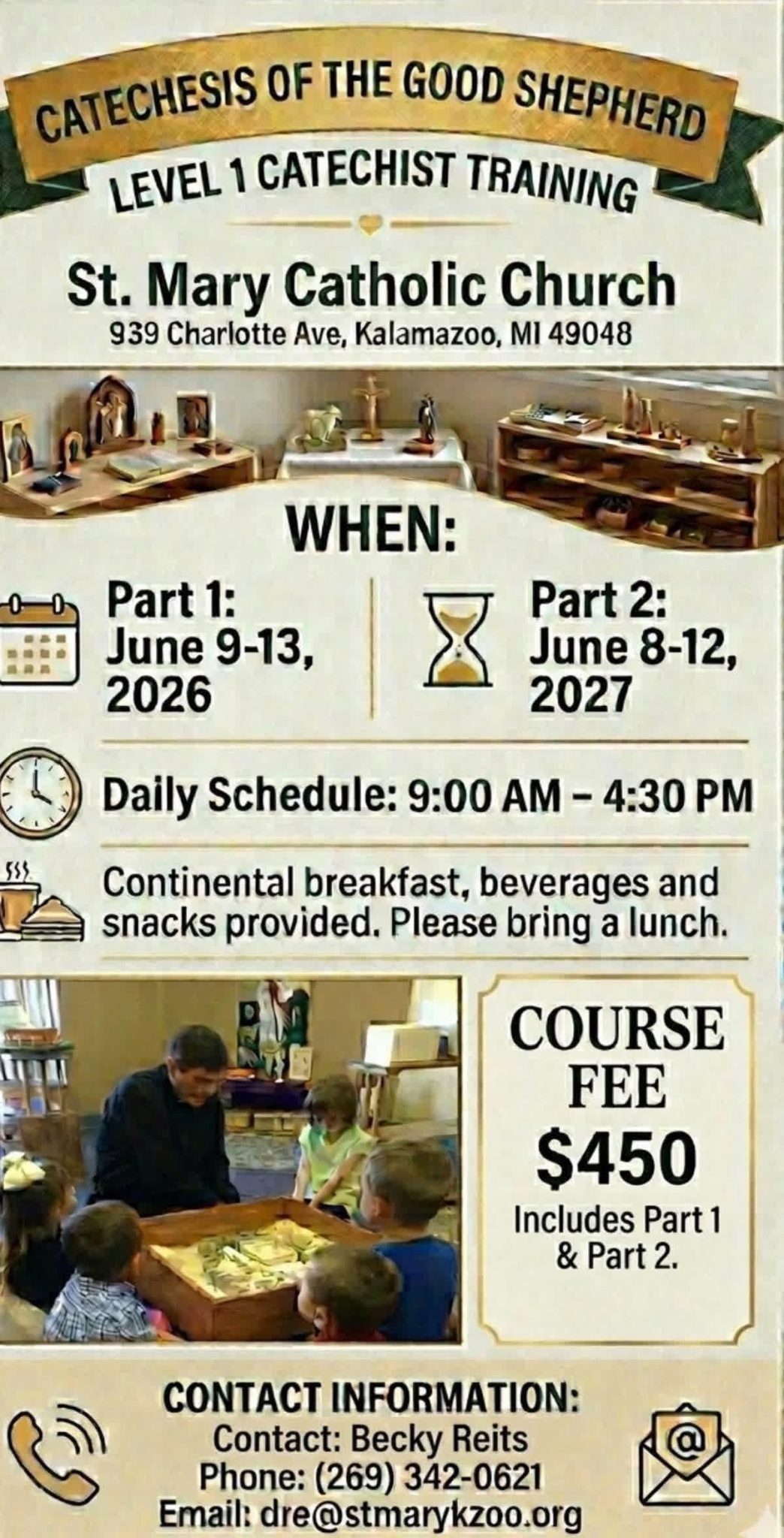 Catechesis of the Good Shepherd Level 1 Catechist Training | June 2026 & June 2027 | Kalamazoo Michigan