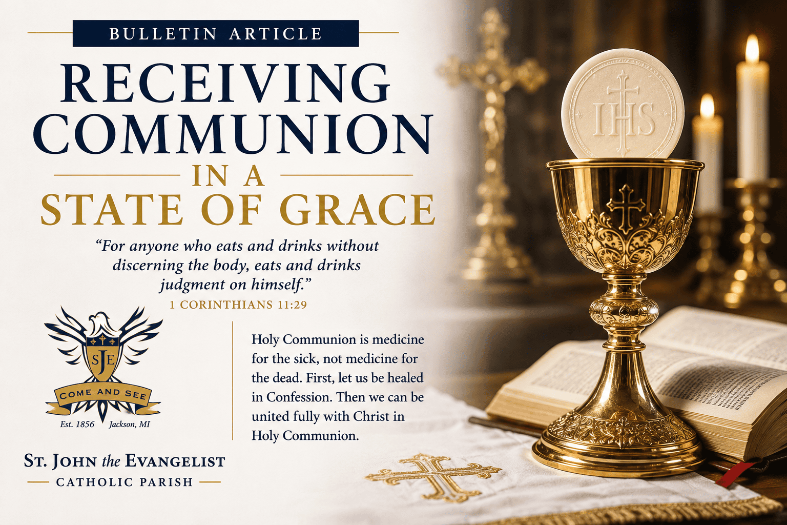 Bulletin Article, Receiving Communion in a State of Grace – July 19, 2026