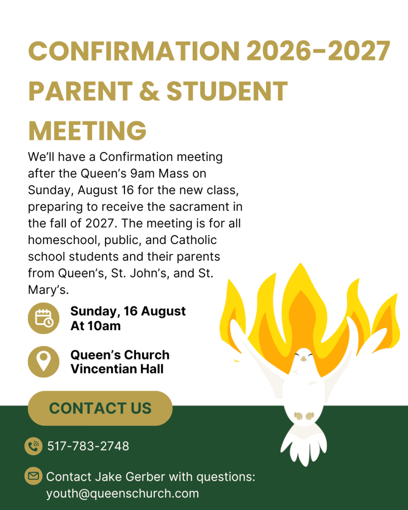 Confirmation 2026–2027 Parent & Student Meeting – August 16, 2026