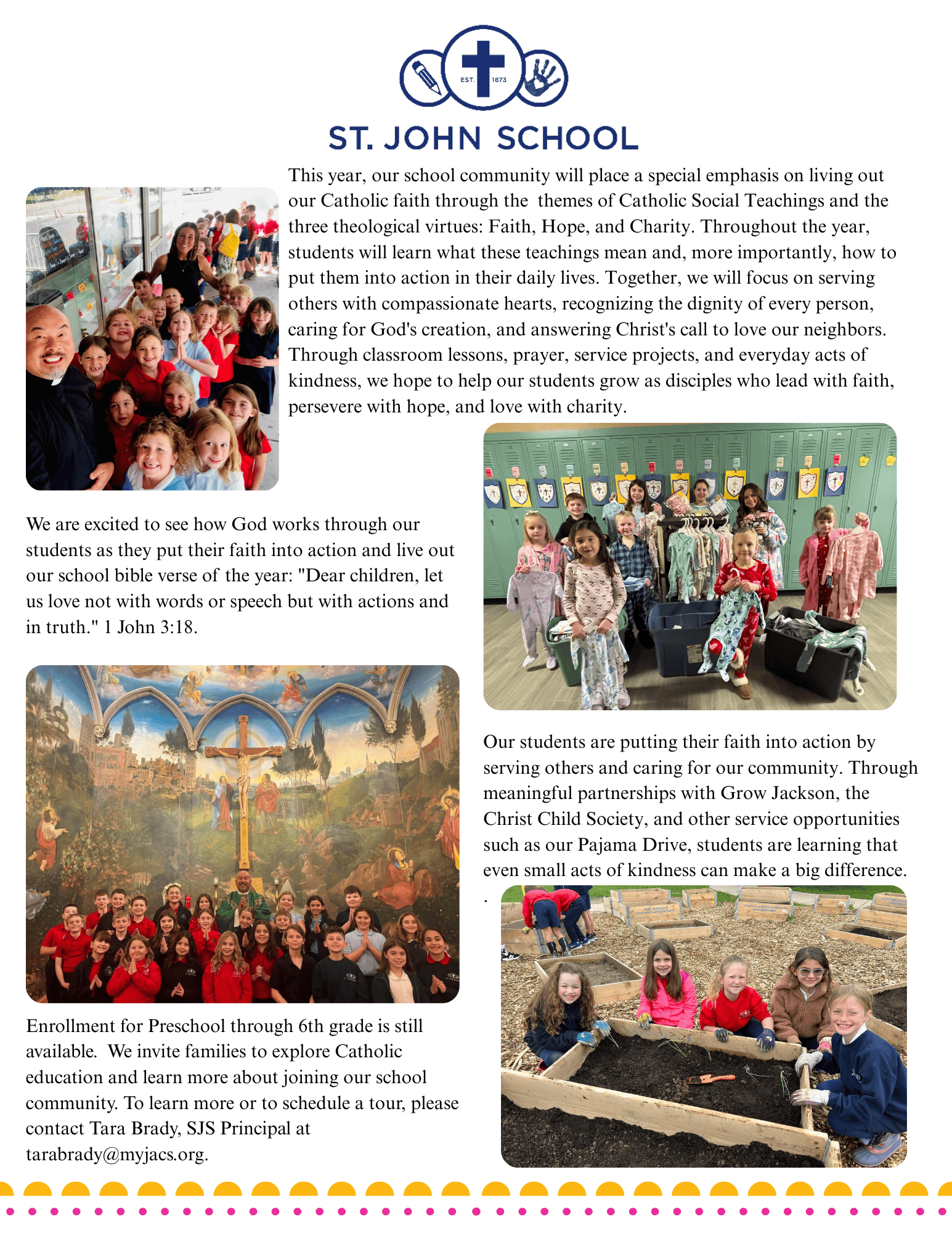 Bulletin Article, Faith in Action at St. John School – August 23, 2026