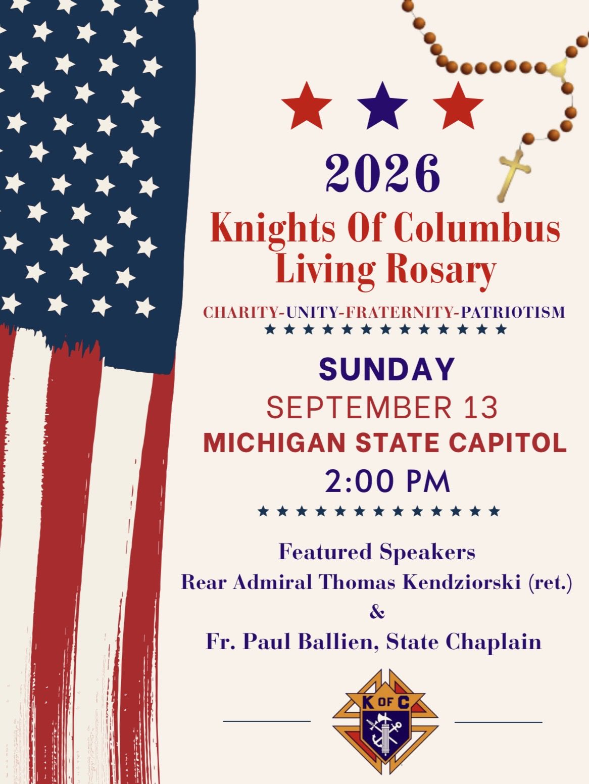 2026 Knights of Columbus Living Rosary – September 13, 2026